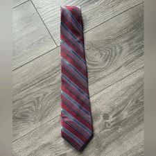 Bruno Piattelli Red Blue Diagonal Stripe 100 Silk Extra Long Men  s Necktie 65  