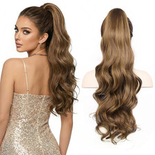 Clip On Ponytail Extension Long Wavy 26 Inch Soft Hair with Claw Clip for Women