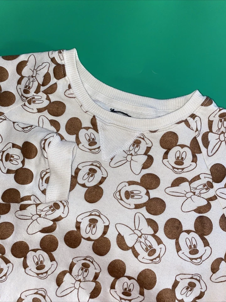 Disney Sweater Junior Large Gold All Over Graphic Minnie Mouse Mickey Mouse Prin - Image 4 of 4