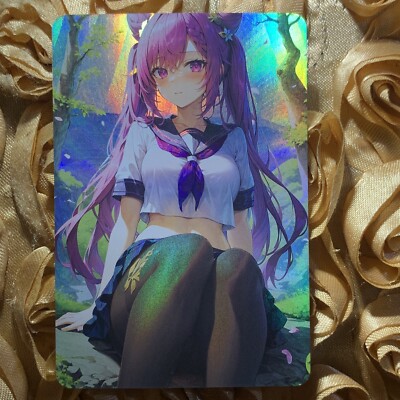 Keqing Genshin Impact Paradise Anime ACG Doujin Waifu Holo Card Forest