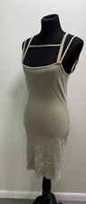 NWT Forever 21 Olive Ribbed Bodycon Tank Mini Dress Straps Sz L (M)