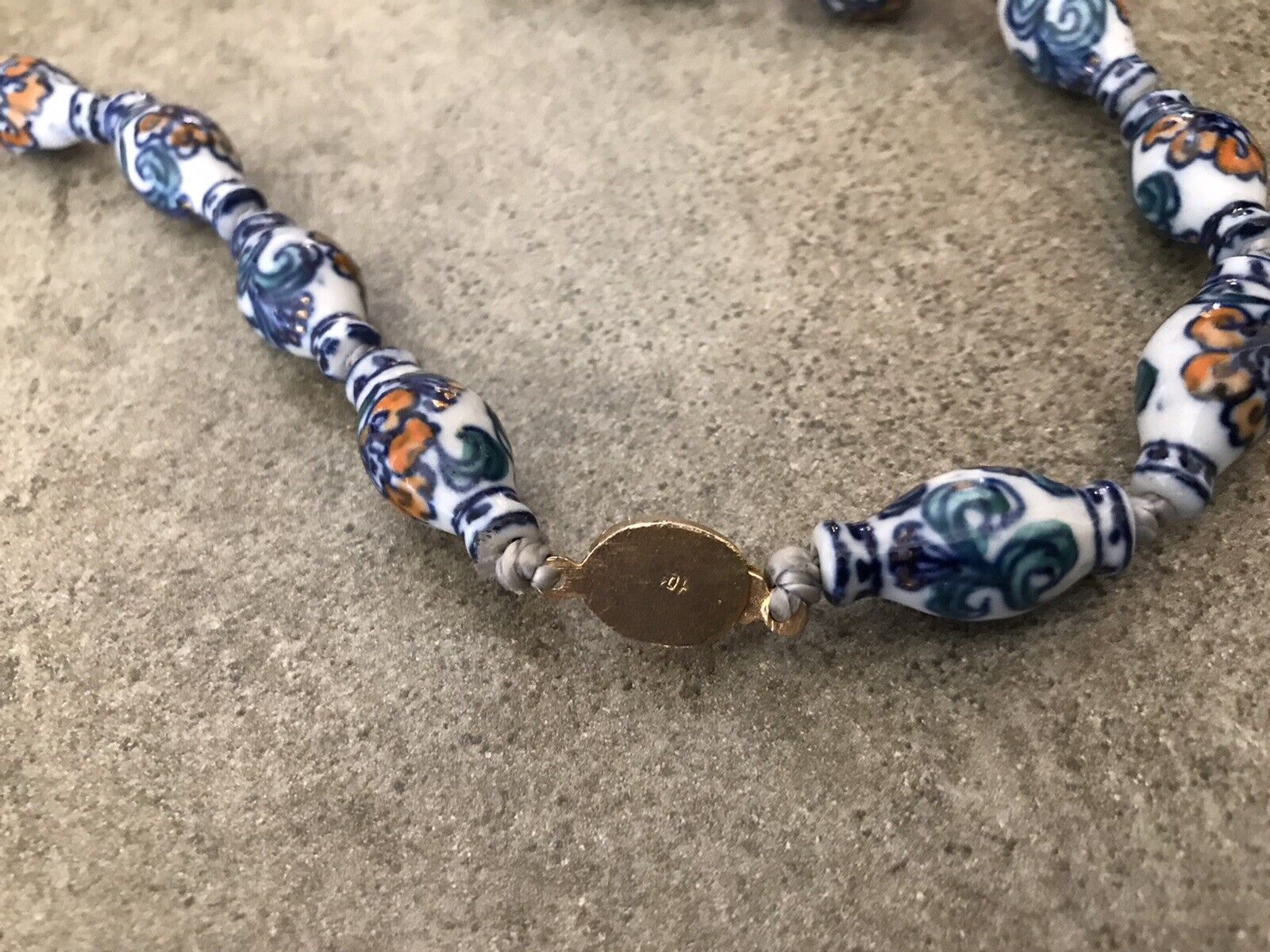 Vintage Ceramic Necklace Chinese Hand Painted & H… - image 4