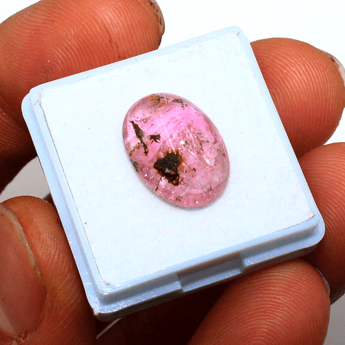 Piedra preciosa cabujón ovalada de turmalina sandía natural de 6,8 quilates sin tratar 15 mm x 10 mm - Imagen 16 de 18