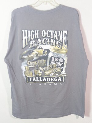 Hi Octane Racing OG Outlaw NASCAR Talladega Moonshine Gray Graphic T-shirt XL