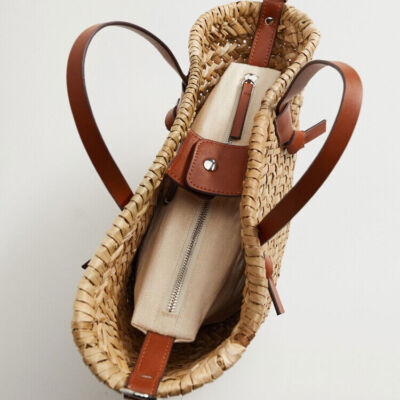 Wicker Straw Handbag for Women Rattan Tote Beach Bag with Leather Strap Summer Straw Bag With Leather Handles, Wicker Beach Basket  main image 3