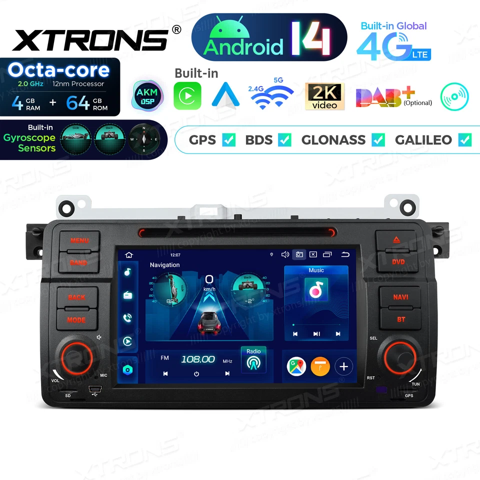 Für BMW E46 8-Kern 7" DSP DVD 64G 4G Android 14 Autoradio Car Play Navi WIFI USB - Bild 4 von 4