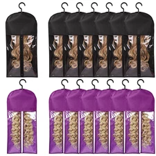 12PCS Wig Bags Storage with Hanger Hair Extension Holder Wig Storage