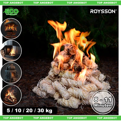 ROYSSON 1 5 10 20 30 kg Anzünder Anzündwolle Holzwolle Kaminanzünder BIO Für Grill BBQ