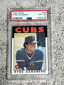 PSA 8 NR MINT BASEBALL CARD 1986 TOPPS HOF RYNE SANDBERG CHICAGO CUBS