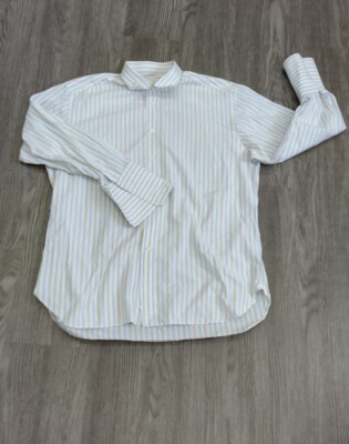 ermenegildo zegna white dress shirt ERMENEGILDO ZEGNA Su Misura dress Shirt Portofino Comfort white Striped  french