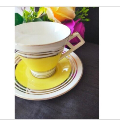 Foley Tasse und Untertasse Silberringe sehr guter Zustand