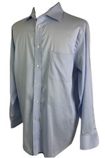 16 32/33 Chaps Comfort Stretch Wrinkle Free Regular Fit Blue Men's Dress Shirt 
