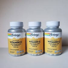 Lot 3 Solaray Vitamin C 1000mg Time Release 100 Capsules VegCaps Rose Hips 12/27