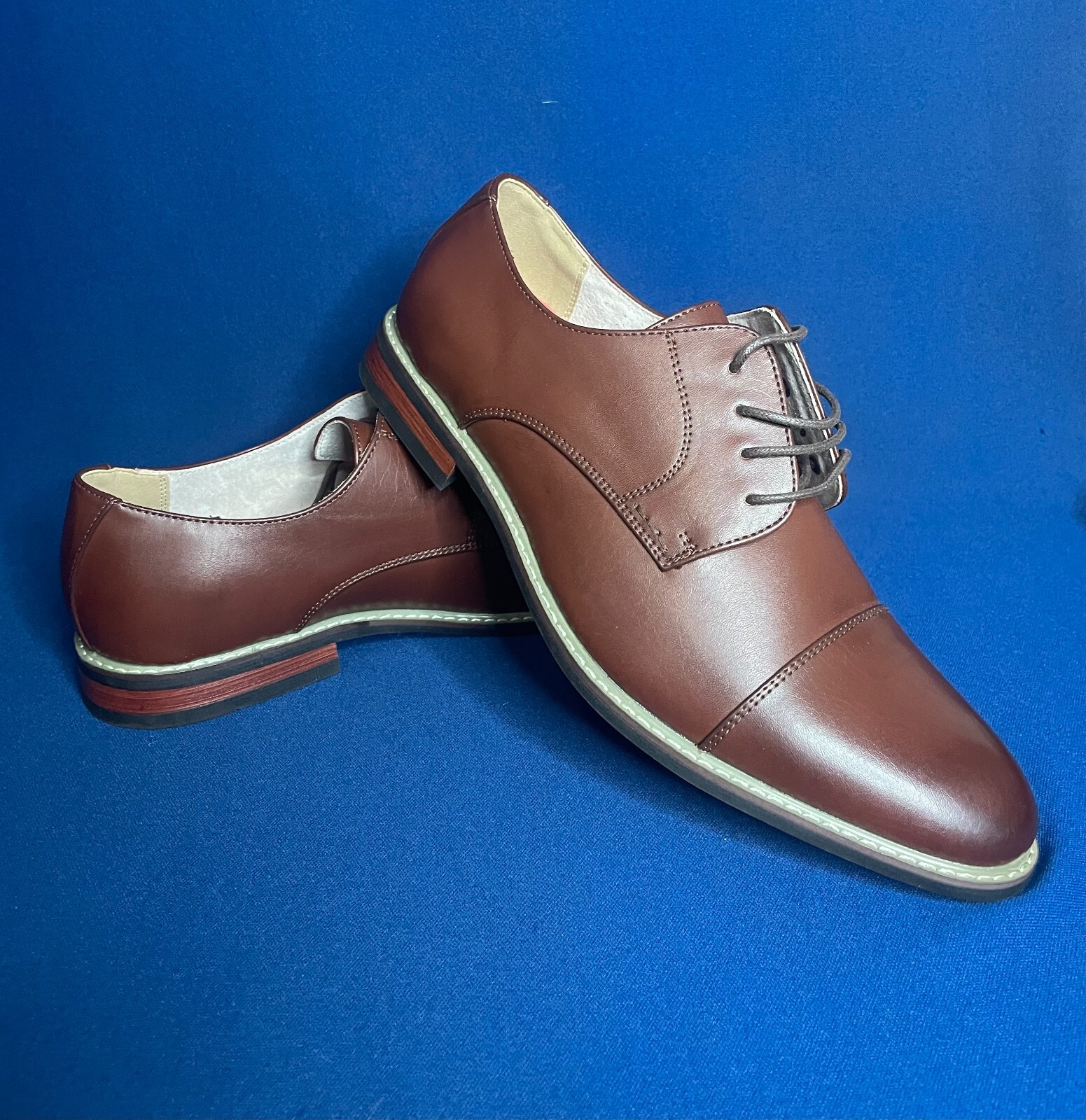 SAOLA Scarpe eleganti da uomo Bruno Marc Princewide 6 Oxfords con lacci marroni punta a punta taglia 12 W