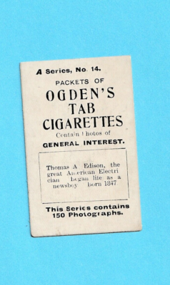 1901 Ogden's General Interest Series A Tobacco Thomas Edison #14 VG