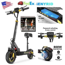 IENYRID Electric Scooter Adult with Seat 800W Folding E-Scooter 28MPH 48V 12.5AH