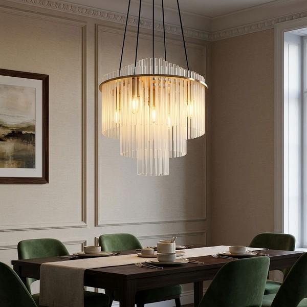 Kronleuchter HäNgelampe Pendelleuchte 5-Flammig Glas Opal Wohnzimmerlampe 120 Cm-image