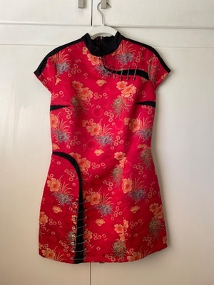 asian inspired mini dress EastFlair Women's Elegant Floral Print Button Front Split Hem Chinese Style  Mini Cheongsam Qipao Dress,Burgundy Autumn Dining Wedding Guest Party Asian  Dress