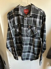 Coleman Plaid Button-Up Shirt Black Gray Green White Long Sleeve Size L