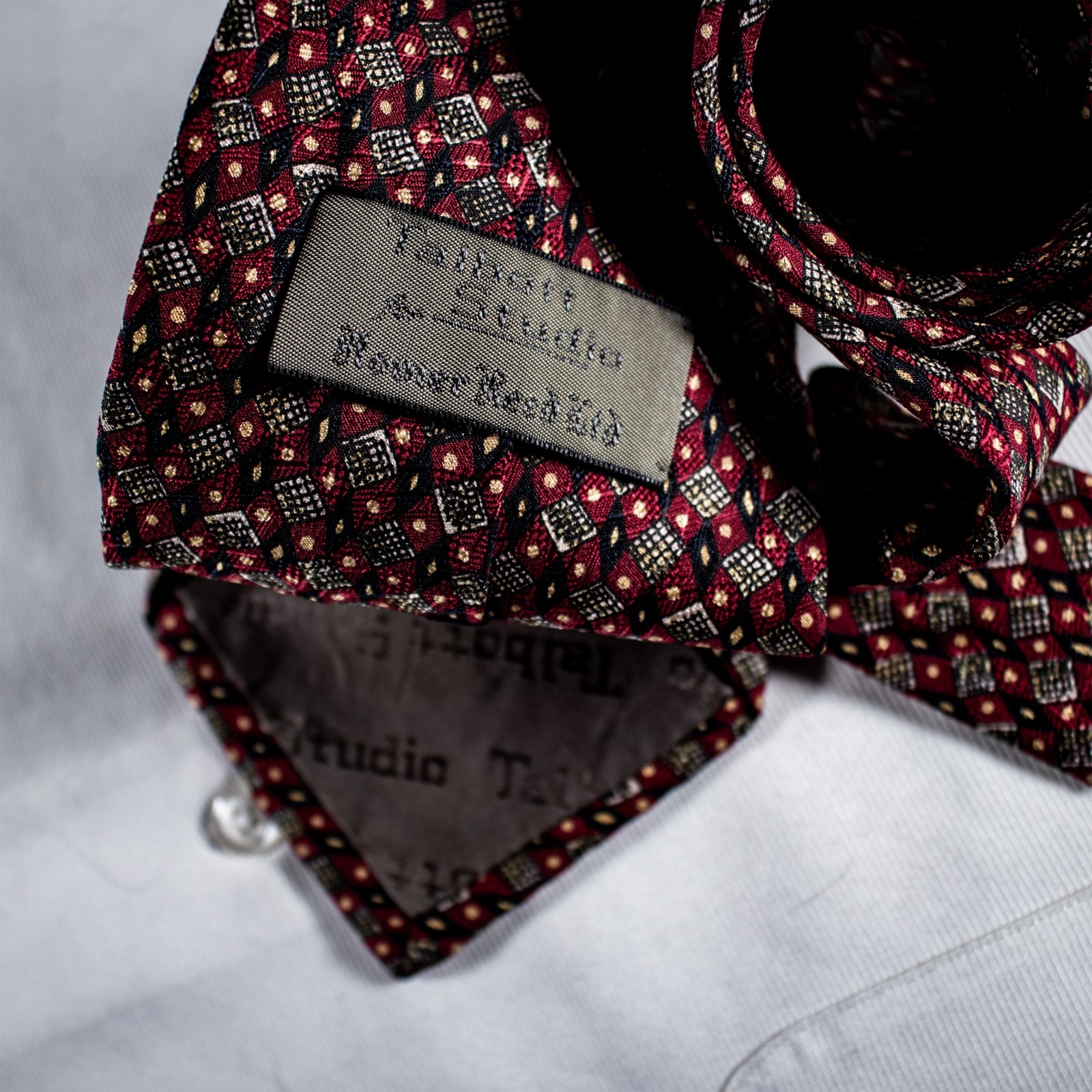 ROBERT TALBOTT Red Black Gray Geometric Silk Neck… - image 13