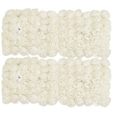 144-Pack White Mini Faux Rose Flower Heads 0.8-1 Inch for DIY Craft Wedding