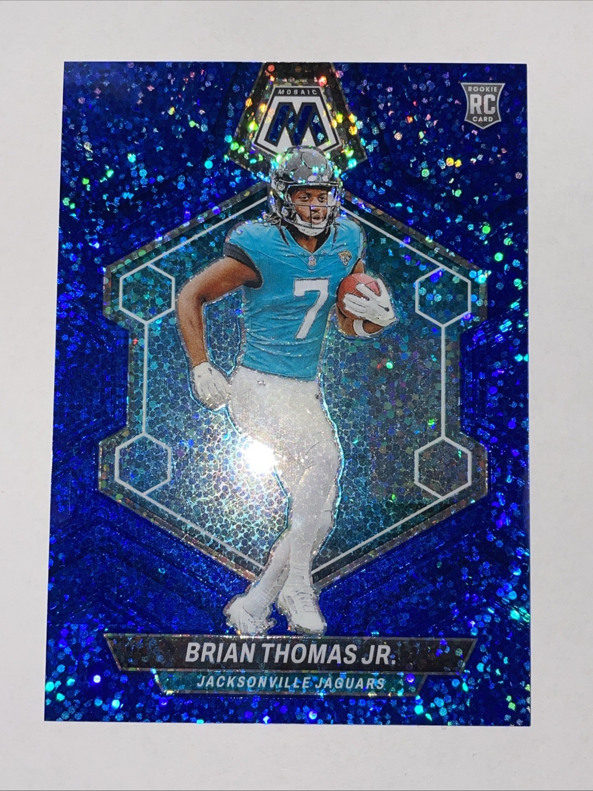 2024 Mosaic Brian Thomas Jr. RC Blue Sparkle Prizm Rookie /96 Jaguars #323 SP