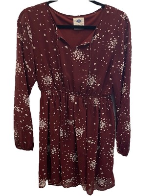 Wild Blue Sadie Robertson Red Heart Print Sheer Sleeve Dress Womens Medium