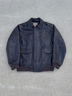 Vintage 1990s L.L. Bean Goatskin Leather A-2 Flight Bomber Jacket Size L Tall