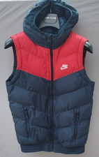 Nike Hooded Quilted Body Warmer Gilet – Red & Navy – Men’s Small