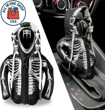 Skull Gear Shift Knob Hoodie Zipper Soft Fabric Shifter Cover Fits Most Cars