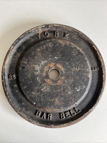 Haltères Vintage YORK BARBELL 25 Lb - Têtes Rondes - Pour Musculation Et Strongman