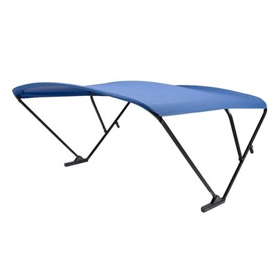 92-102'' Width Blue Canvas Black Anodized Frame Boat Bimini Top w/Storage Boot