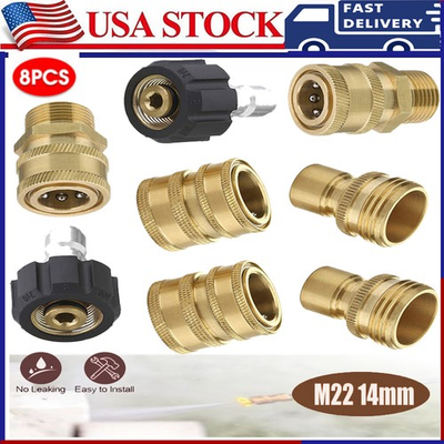 #ad 8× Pressure Washer Adapter Set Quick Disconnect Kit M22 Swivel to 3 8#x27;#x27; Connect $20.00
