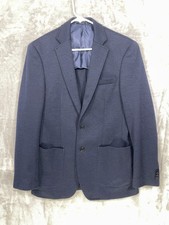 John Varvatos USA Mens 38R Knit 2 Button Wool Blend Navy Blue Blazer Jacket