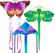 3 Pack Large Kites - Butterfly Delta Dragonfly Kites Easy to Fly for Adults Kids