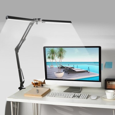 28'' DOPPELKOPF LED SCHREIBTISCHLAMPE 24W DIMMBAR SCHREIBTISCHLAMPE DESK LAMPE