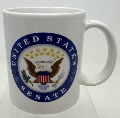 Vintage US Senate Great Seal Coffee Mug White Ceramic American Brand Studio USA