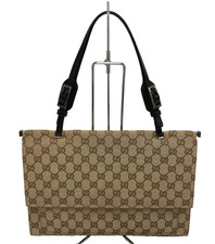 Gucci GG Canvas Shoulder Bag Handbag Dust Bag Leather Brown Thin 001 299