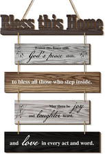 Bless This Home Wall Decor Religious House Warming Gift Farmhouse Wooden God Sig