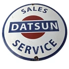 Vintage Datsun Sign - Automobile Gas Pump Service Dealer Porcelain Sign