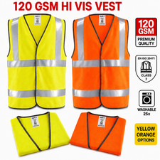 Yellow / Orange Hi Vis Vest High Viz Visibility Reflective Waistcoat Work Safety