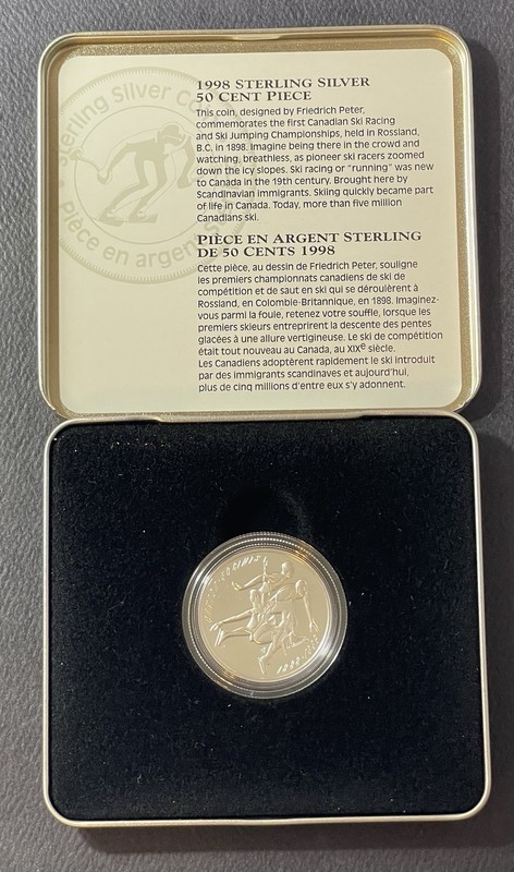 Canada  1998 50 Cents Silver Coin: Ski Racing