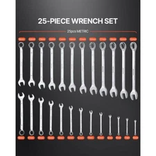 Combination Wrench Set 25Piece Open End Wrench Set with Rollup Pouch