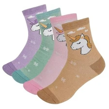 Kids Merino Wool Hiking Socks for Toddlers Boys Girls, 4 Pairs Warm Thick 1-3T