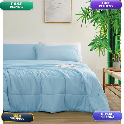 Zaizaihome Natural Cooling Bamboo Viscose Comforter Set Twin Size 2 Pieces Soft