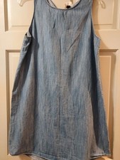 Universal Thread Chambray Sundress, Open Back Neck Tie, L , Spring/Summer