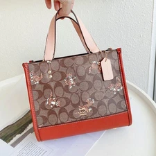 Coach Signature Dancing Kitten Print Cat Tote Bag CC424 Outlet Dempsey Tote 2way