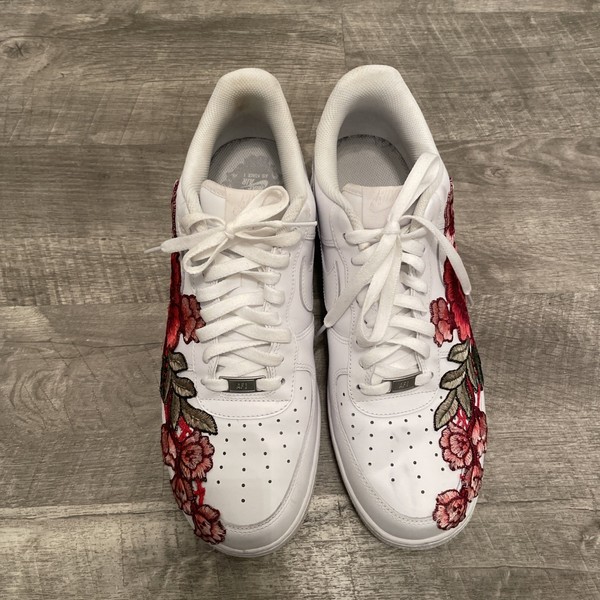 Nike Air Force 1 Personalizado Rosa Flor Blanca Zapatos Hombre Talla 12 3