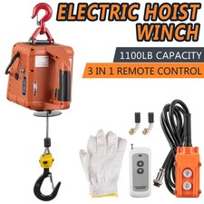 3 In 1 Portable Electric Hoist Winch 1100lbs Wiredwireless Remote Control Crane