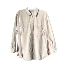 Future Collective Women’s Collared Button Up Long Sleeve Shirt Beige Size XXL
